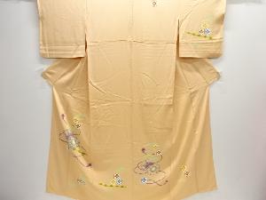 鼓に横笛模様単衣訪問着